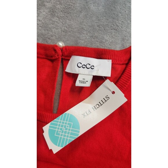 CeCe Women's Size XL Red Long Sleeve Crew Neck Sweater NWT - Picture 6 of 8